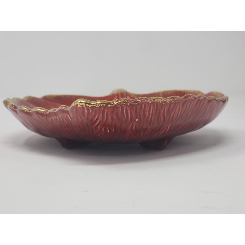 Ceramic‎ Dish Orange Leaf Shaped With Gold Trim Fall Colors - Picture 3 of 9